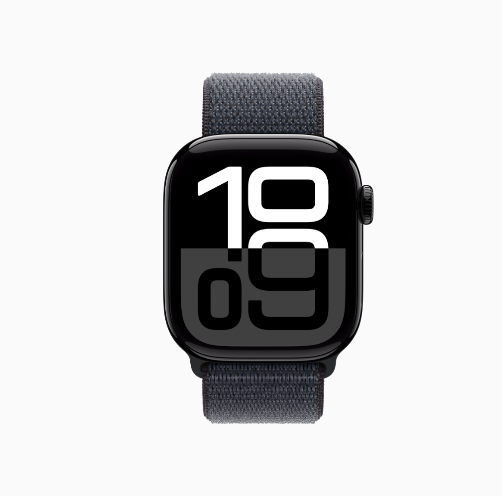 Apple Watch (Series 10) 2024 GPS 42 mm - Aluminium schwarz - Sportarmband blau Grade A+