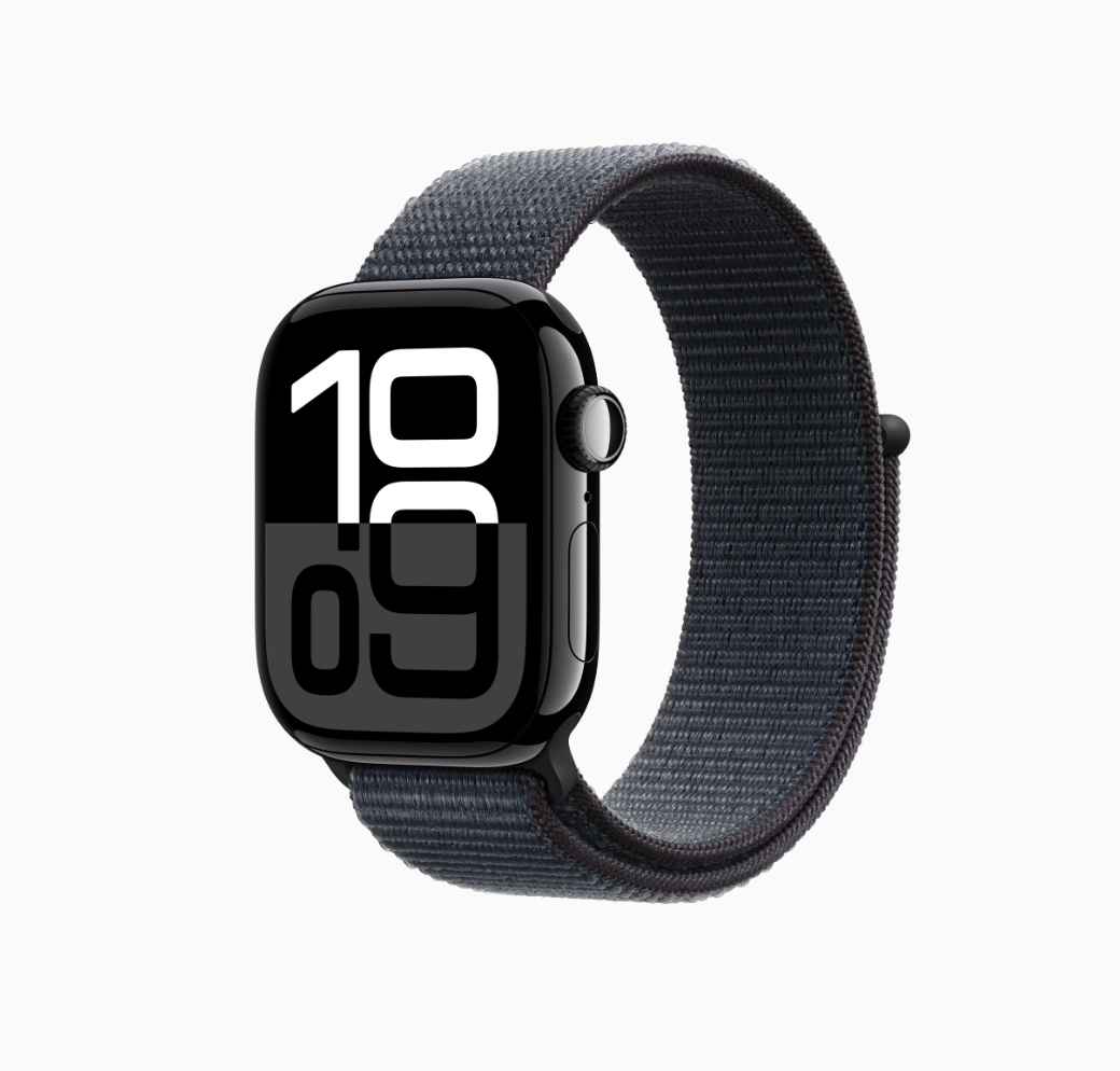 Apple Watch (Series 10) 2024 GPS 42 mm - Aluminium schwarz - Sportarmband blau Grade A+